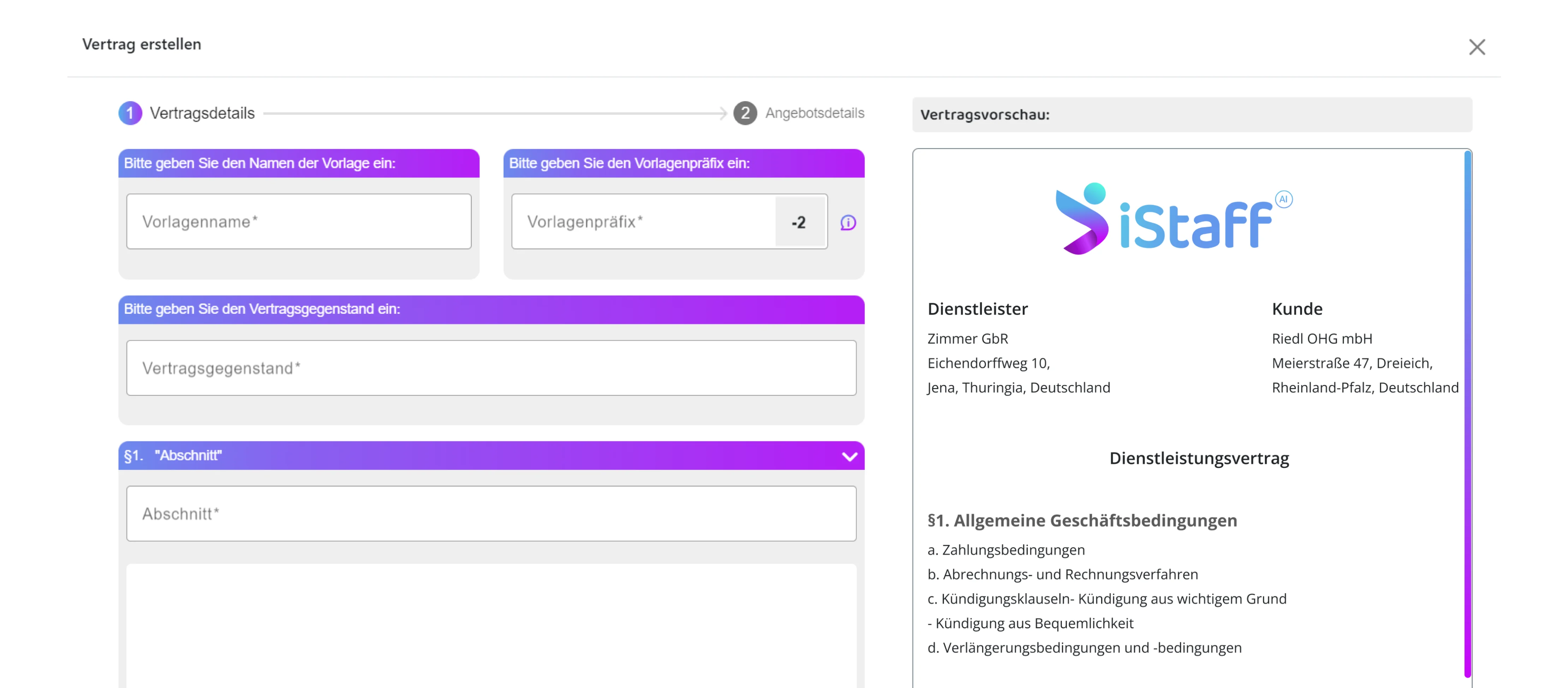 Vertragserstellung